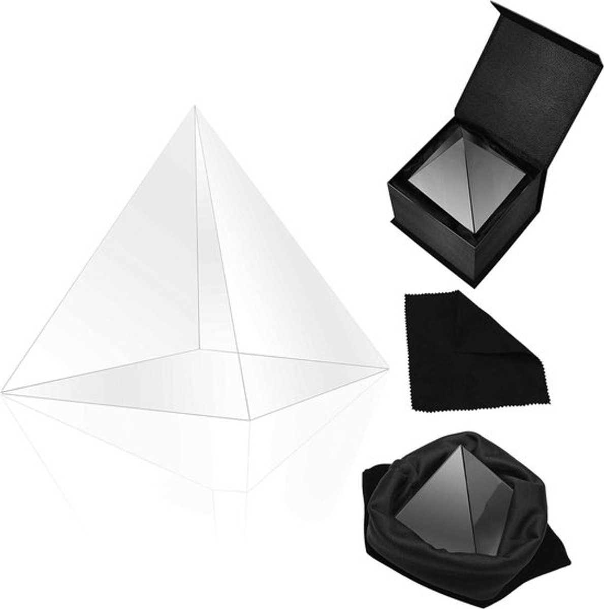 Prisma Lens voor Fotografie - Kristal Prisma - Lichtbreking - 8 x 8 x 9,7cm - Regenboog Effect - Geschikt voor Camera's - Transparant Kristal - Inclusief Velours Buideltje, Microvezel Doek en Cadeaudoos