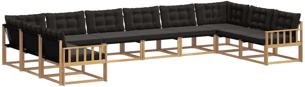 vidaXL Buiten - bank - set - 10 - st - 10-zits - Wit - en - zwart Wit en zwart