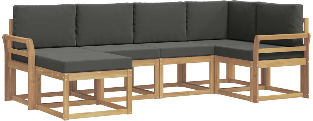 vidaXL Buiten - bank - set - 6 - st - 6-zits - Wit - en - antracietkleurig - Polyester Wit en antracietkleurig