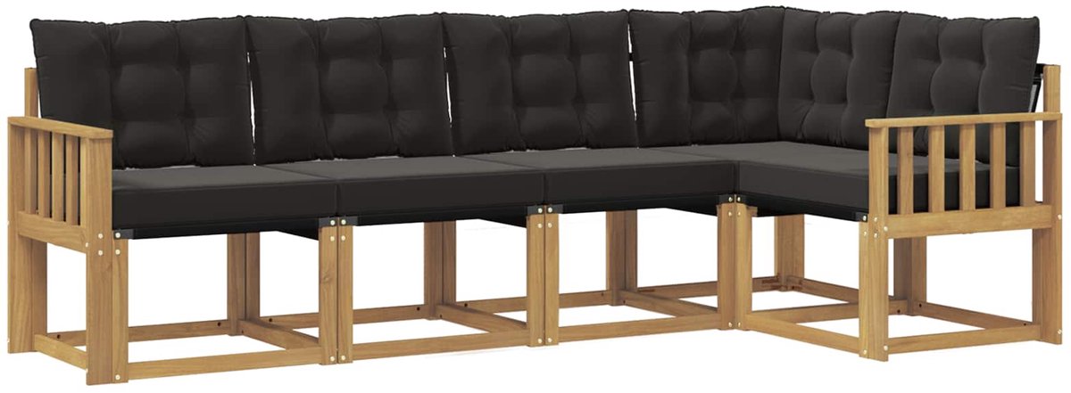 vidaXL Buiten - bank - set - 5 - st - 5-zits - Wit - en - zwart Wit en zwart
