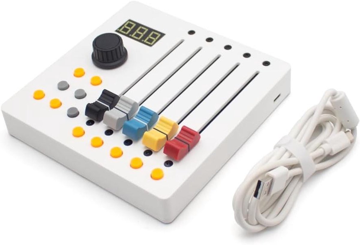 MIDI Controller - Livestreaming Control - Muziekproductie - Lange Fader - 16 cm - Wit