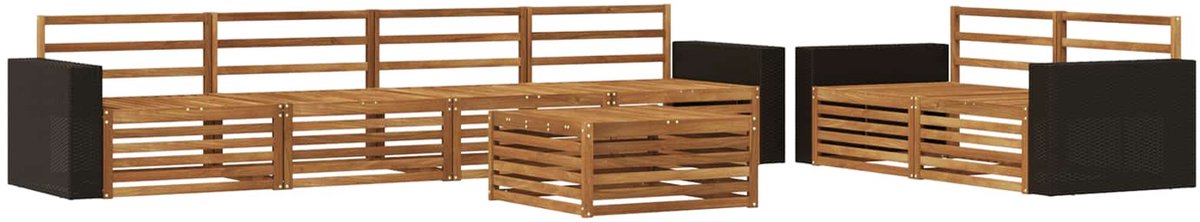 vidaXL Buiten - bank - set - 7 - st - Naturel - Massief - Acacia - Hout
