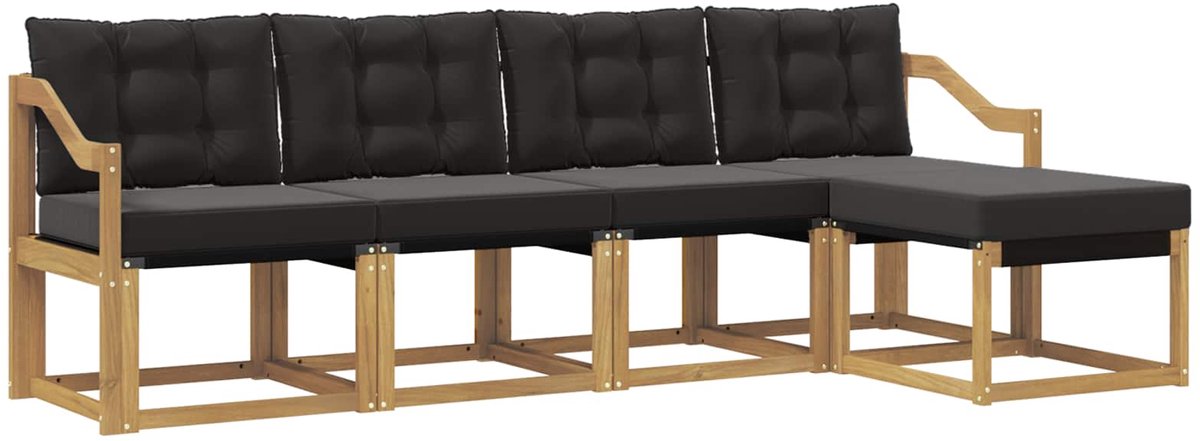 vidaXL Buiten - bank - set - 5 - st - 5-zits - Wit - en - zwart Wit en zwart