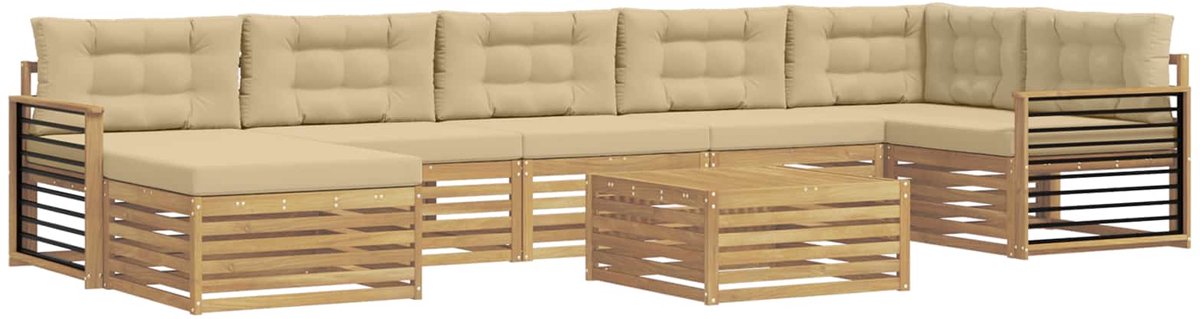 vidaXL Buiten - bank - set - 8 - st - 7-zits - Wit - en - Beige Wit en Beige
