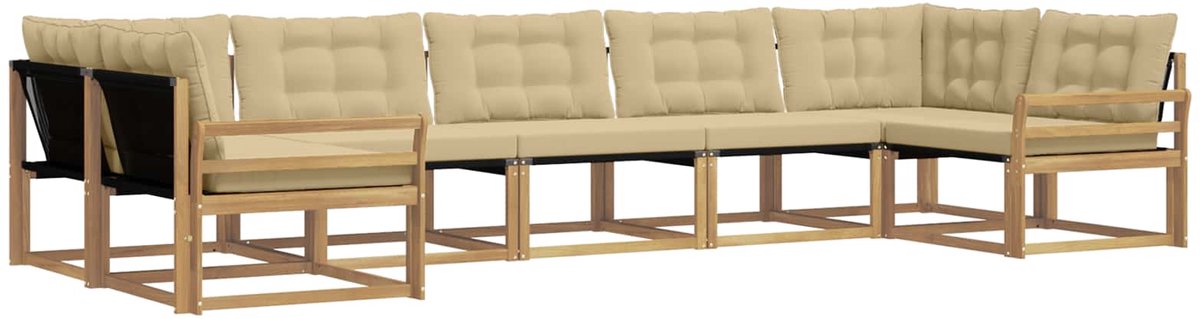 vidaXL Buiten - bank - set - 7 - st - 7-zits - Wit - en - Beige Wit en Beige