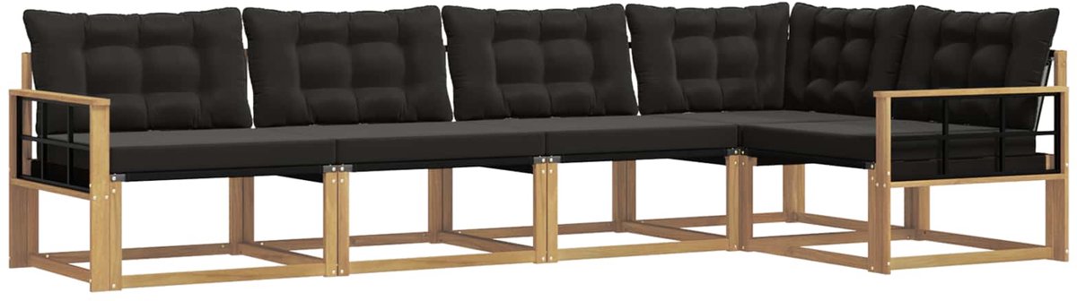 vidaXL Buiten - bank - set - 5 - st - Wit - en - zwart Wit en zwart