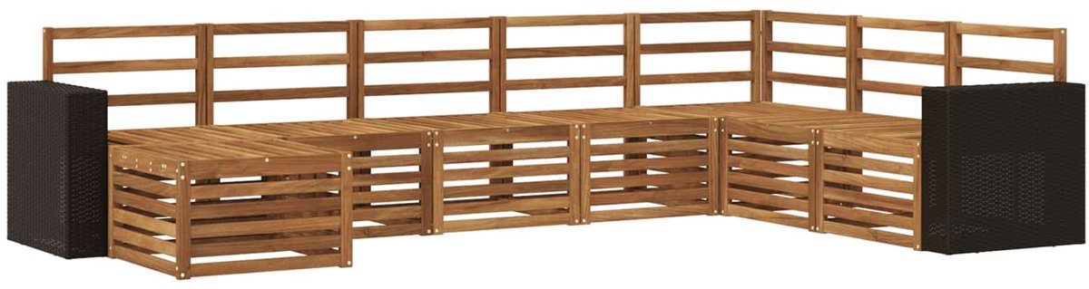 vidaXL Buiten - bank - set - 8 - st - 8-zits - Naturel - Massief - Acacia - Hout