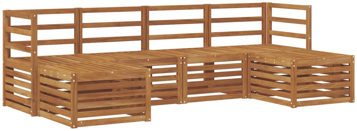 vidaXL Buiten - bank - set - 6 - st - 6-zits - Naturel - Massief - Acacia - Hout