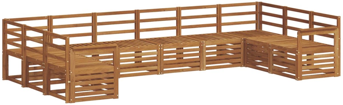 vidaXL Buiten - bank - set - 10 - st - 10-zits - Naturel - Massief - Acacia - Hout