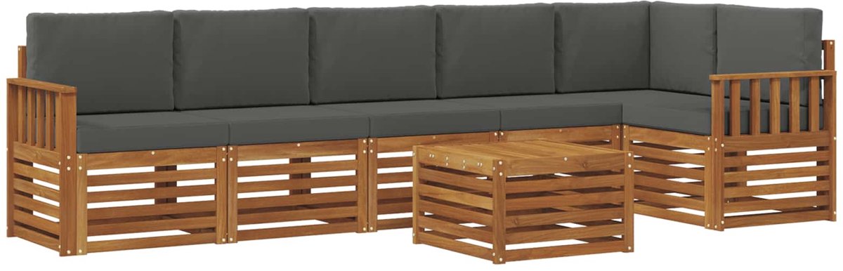 vidaXL Buiten - bank - set - 7 - st - Natuurlijk - en - Antraciet - Polyester Natuurlijk en Antraciet