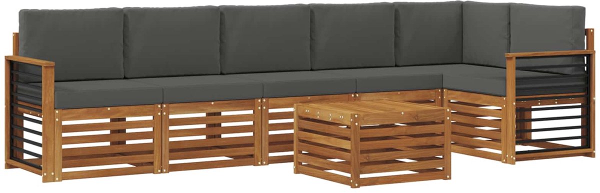 vidaXL Buiten - bank - set - 7 - st - Natuurlijk - en - Antraciet - Polyester Natuurlijk en Antraciet