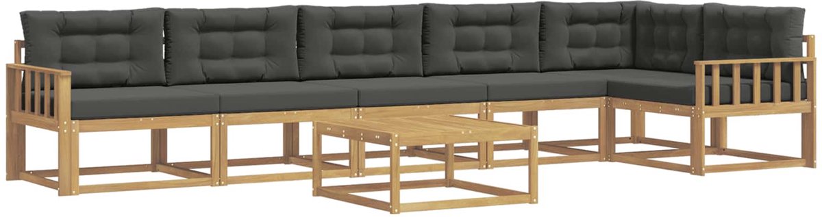 vidaXL Buiten - bank - set - 7 - st - 6-zits - Wit - en - antracietkleurig - Polyester Wit en antracietkleurig