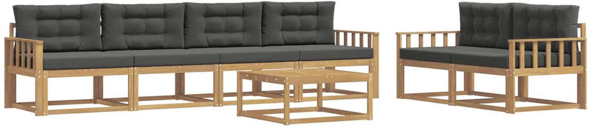 vidaXL Buiten - bank - set - 6 - st - 6-zits - Wit - en - antracietkleurig Wit en antracietkleurig