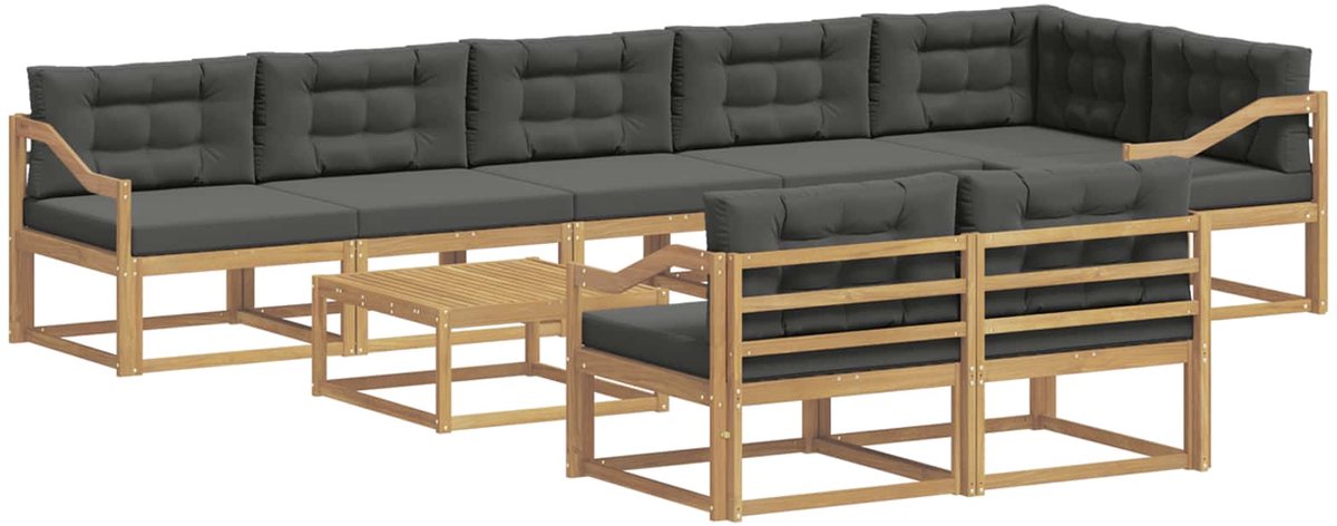 vidaXL Buiten - bank - set - 9 - st - 8-zits - Wit - en - antracietkleurig - Polyester Wit en antracietkleurig
