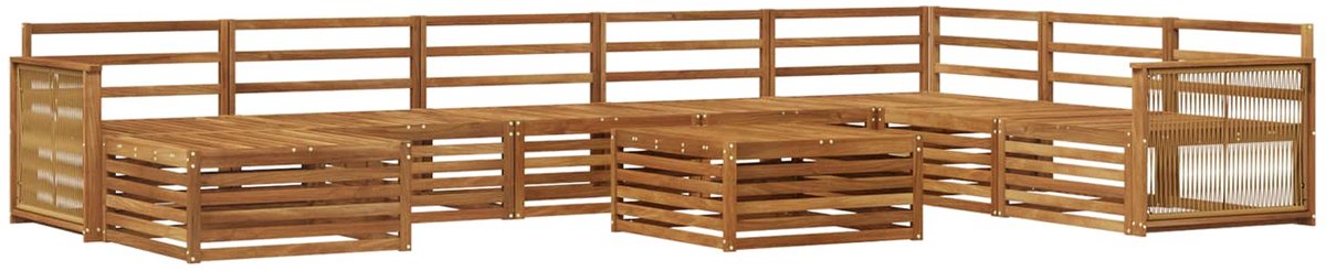 vidaXL Buiten - bank - set - 9 - st - 7-zits - Naturel - Massief - Acacia - Hout