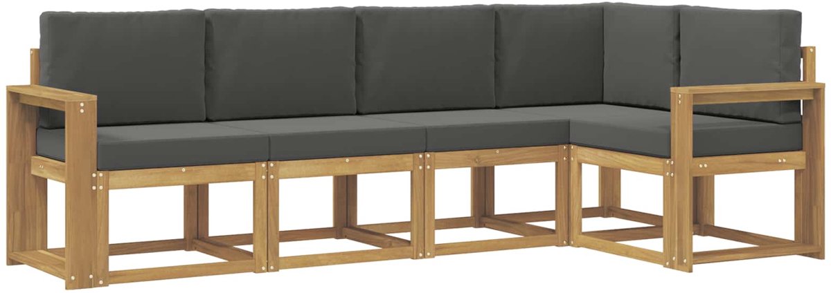 vidaXL Buiten - bank - set - 5 - st - 5-zits - Wit - en - antracietkleurig Wit en antracietkleurig