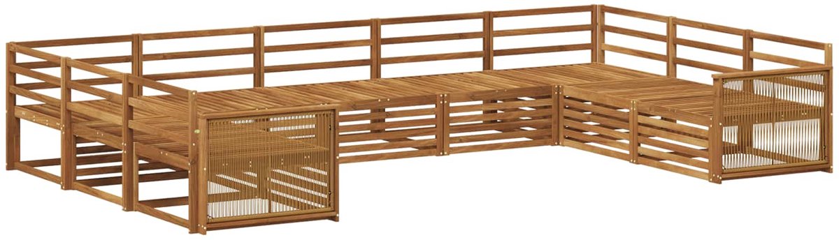 vidaXL Buiten - bank - set - 9 - st - 9-zits - Naturel - Massief - Acacia - Hout
