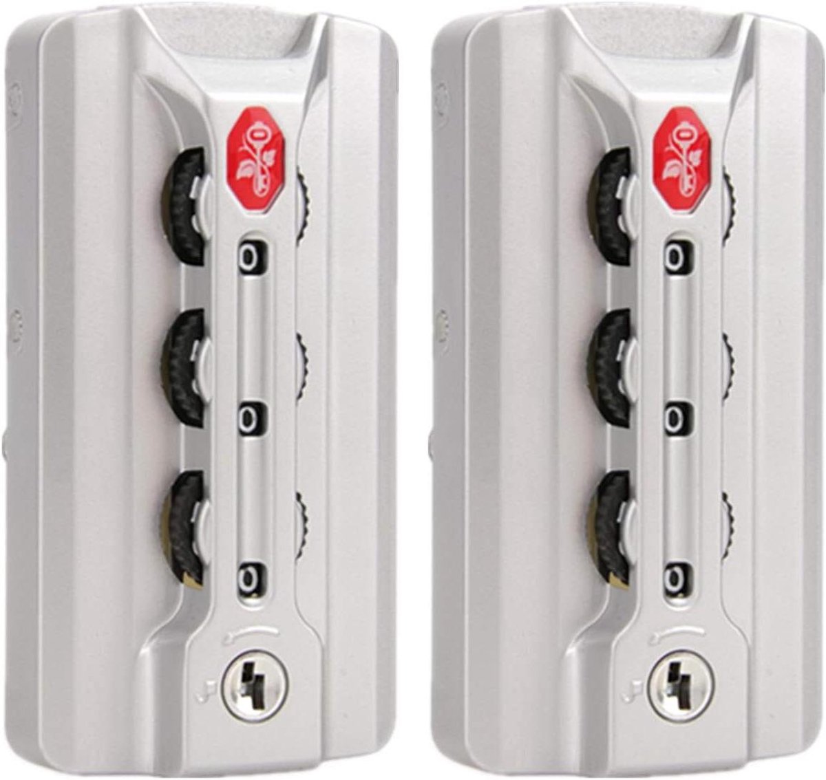 Bagageslot Set - Koffer Slot - Bagage Beveiligen - Combinatieslot - 76 mm x 39 mm - Zilver