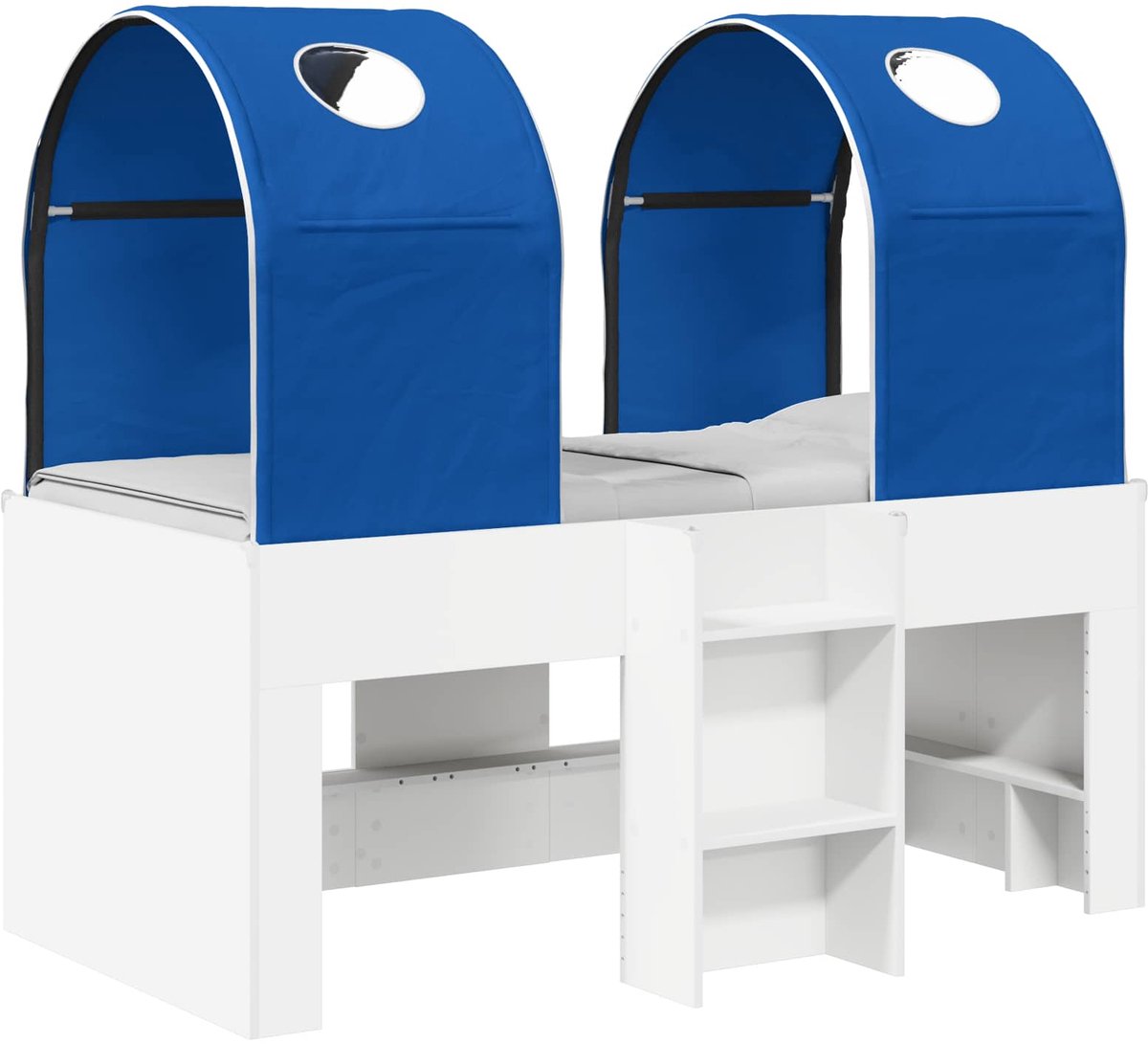 vidaXL Bed - met - Tunnel - 3 - st - Wit - en - Blauw - Bewerkt - hout Wit en blauw