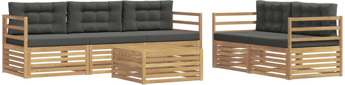 vidaXL Buiten - bank - set - 6 - st - 5-zits - Wit - en - antracietkleurig Wit en antracietkleurig