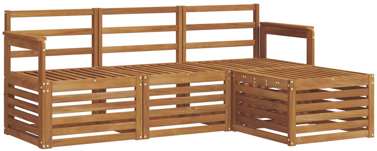 vidaXL Buiten - bank - set - 4 - st - 4-zits - Naturel - Massief - Acacia - Hout