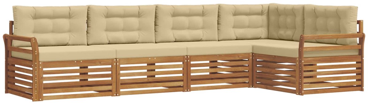 vidaXL Buiten - bank - set - 5 - st - Natuurlijk - en - Beige Natuurlijk en beige