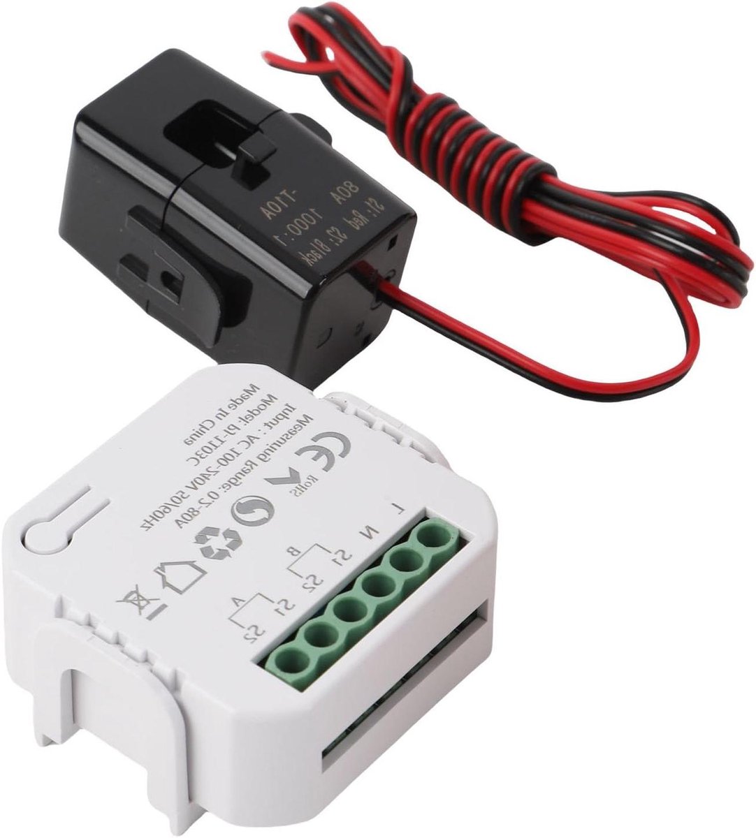 Slimme Elektriciteitsmeter - Stroommeter WiFi - Energie Verbruik Meten - Realtime Analyse - 12 x 11 x 4 cm - Wit