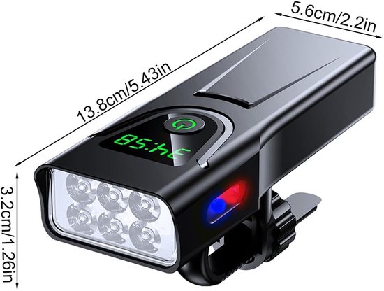 VHV - Fietsverlichting USB Oplaadbaar - LED Koplamp Fiets voor Nacht Rijden - 5 lichtstanden - voor Mountainbike, Racefiets, Stadsfiets, E-bike en Woon-Werkverkeer — afbeelding 2
