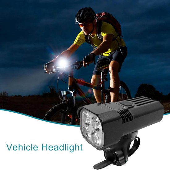 VHV - Fietsverlichting set - voorlicht en achterlicht - LED fietslicht 2000 lumen 5 standen USB oplaadbaar - voor stadsfiets, racefiets en mountainbike — afbeelding 2