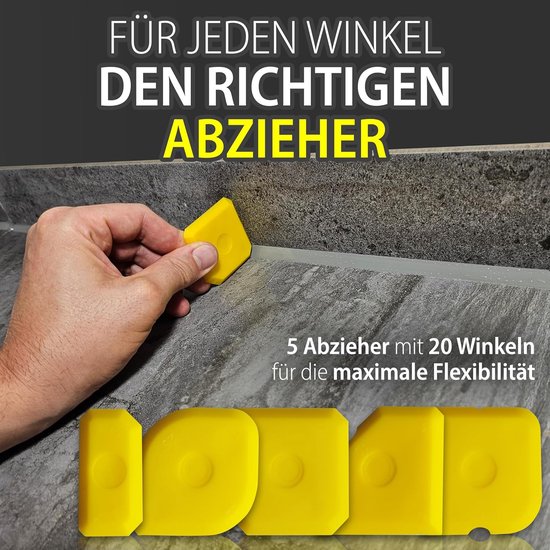 Voegentrekkerset - Gereedschap Set - Gladde Voegen Maken - Slijtvast Elastomeer - 3 Breedtes - Geel — afbeelding 4