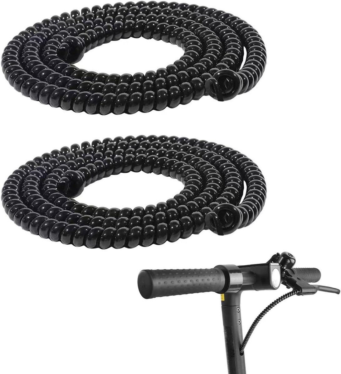 Spiraalband - Kabelslang - Draadbandbuis - Kabels wegwerken - Met inrijghulpmiddelen - Kabelslang - Kabelhoes - Kabelsok - Kabelbeschermer - Kabelbuis - Geschikt voor het opbergen van draden en kabels - 2 Stuks - 1 m - Zwart