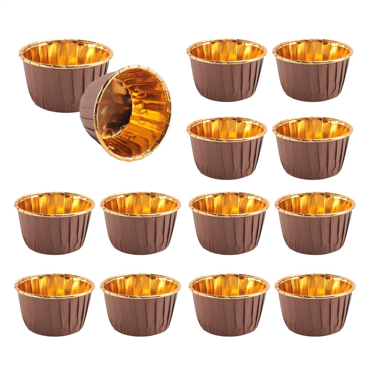 50 gouden en bruine aluminium cupcakevormpjes
