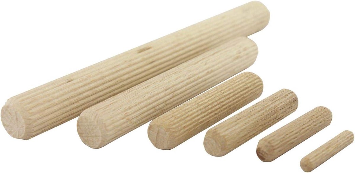 Houten pluggen - Ribbelpluggen Deuvels - Houtverbindingen Maken - Gegroefd Beukenhout - 6 x 60 mm - Beuken