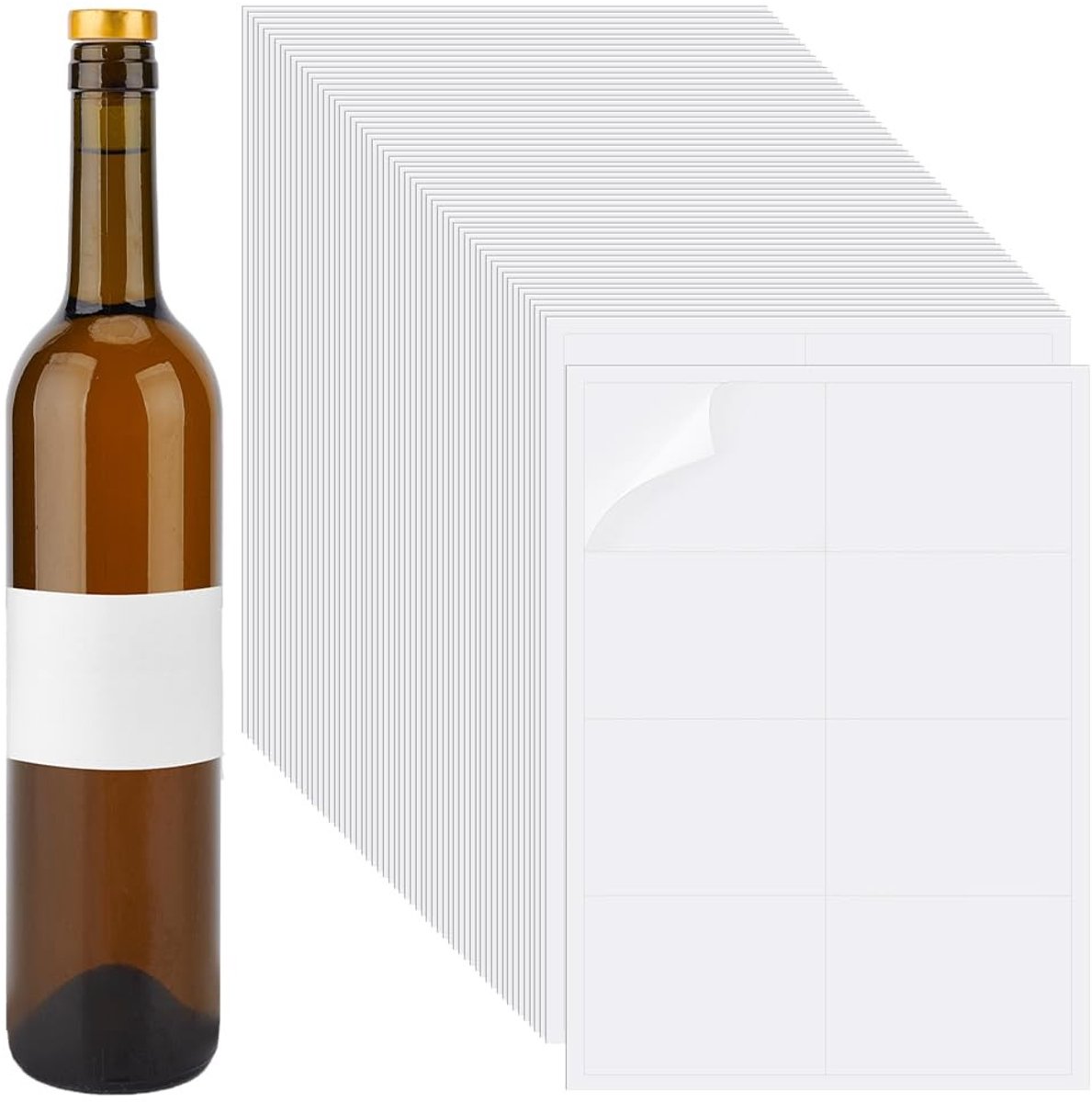 SPHProducts - Multifunctionele zelfklevende etiketten - Wijnflesetiketten - Bedrukbaar - 10,5 x 5,8 cm - Voor kantoor en keuken - 400 stuks