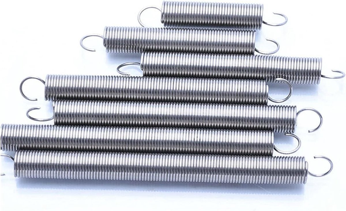 Trekveer Roestvrijstaal - Verlengveer Haakveer - Reparaties Uitvoeren - 304 Roestvrij Staal - 6mm x 280mm - Zilverkleurig