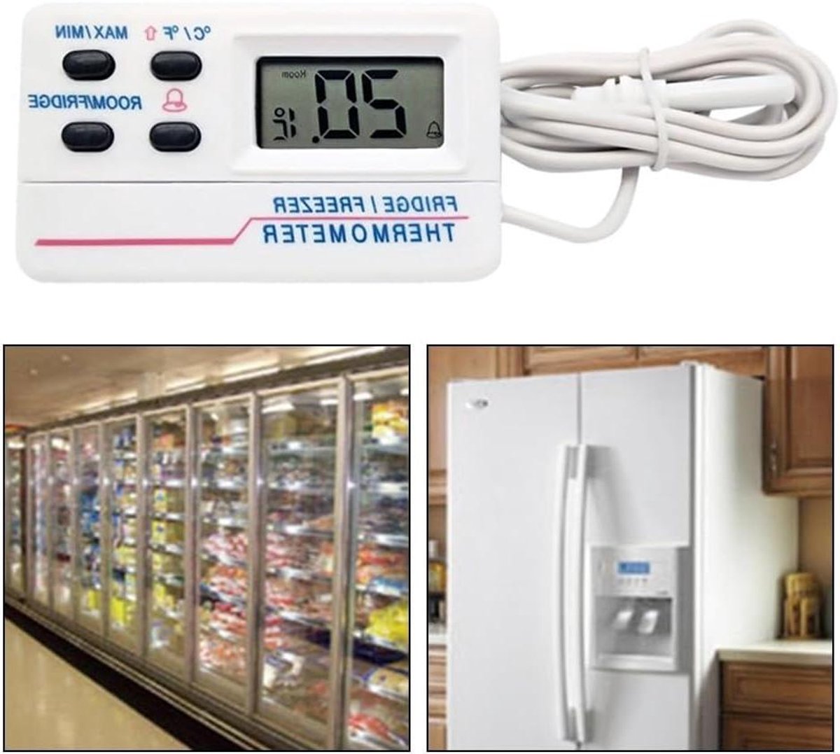 Digitale Koelkast Thermometer - Vriezer Thermometer Max Min - Voedsel Vers Houden - Groot LCD Display