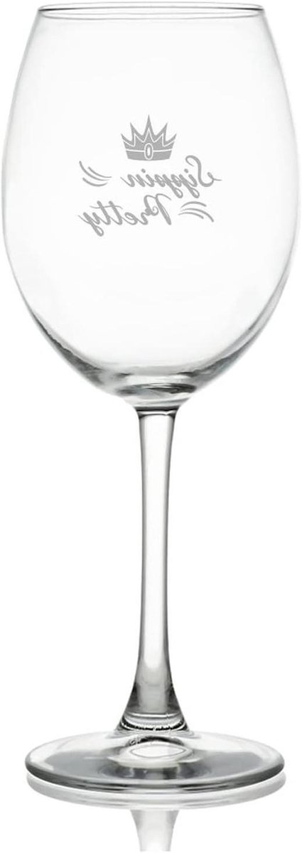 Wijnglas Gravering - Glazen Mok - Feestelijke Drankjes - Loodvrij Glas - 500 ml - Transparant