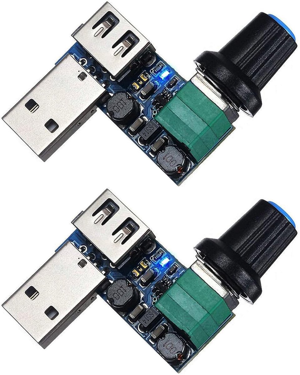 RUNCCI-YUN 2pcs USB Fan Speed Controller - Stepless Instelbare Snelheid 5-12V