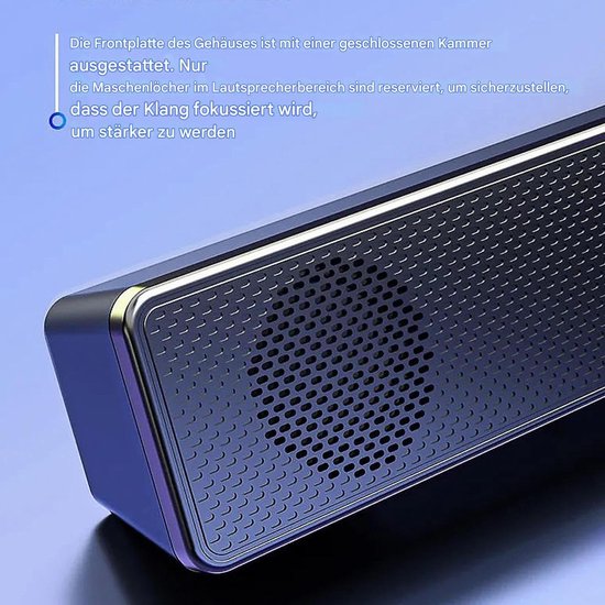 Draadloze Soundbar - Tafel Audio - Muziek Luisteren - Dynamische Bas - 29.6 x 5.5 x 6 cm - Zwart van Merkloos — afbeelding 4