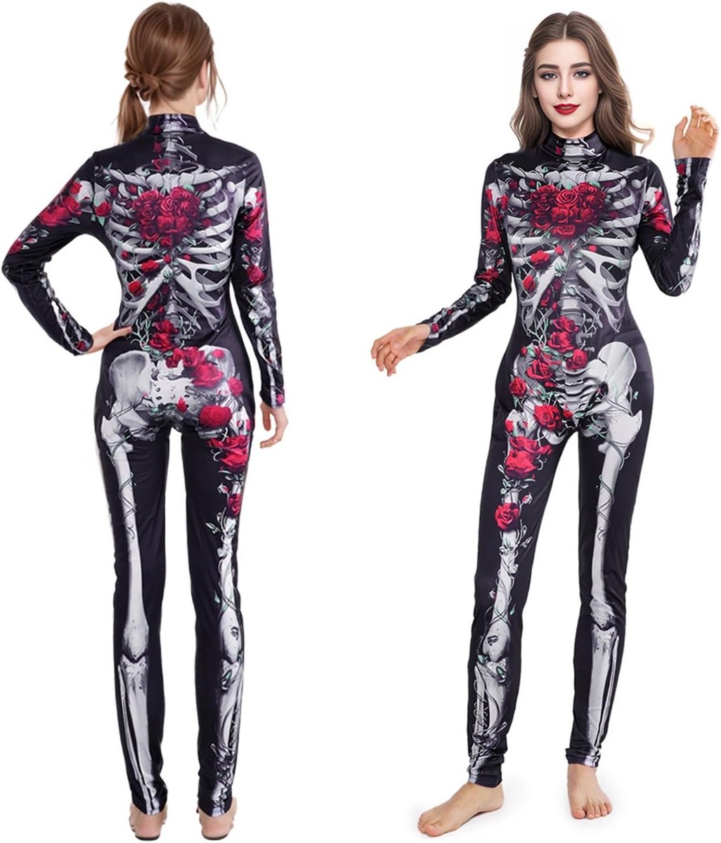 Halloween Skeletenkostuum voor Dames - Perfect voor Feesten, Carnaval en Verkleedpartijen