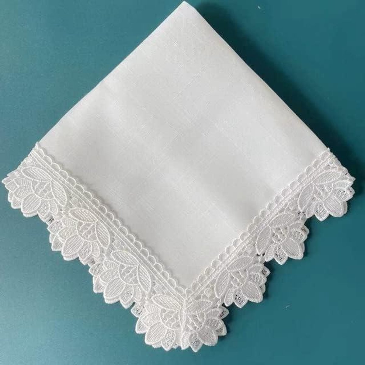 Linnen Servetten - Diner Servetten - Tafel Decoratie - Hemstitch Design - 45x45 cm - Wit