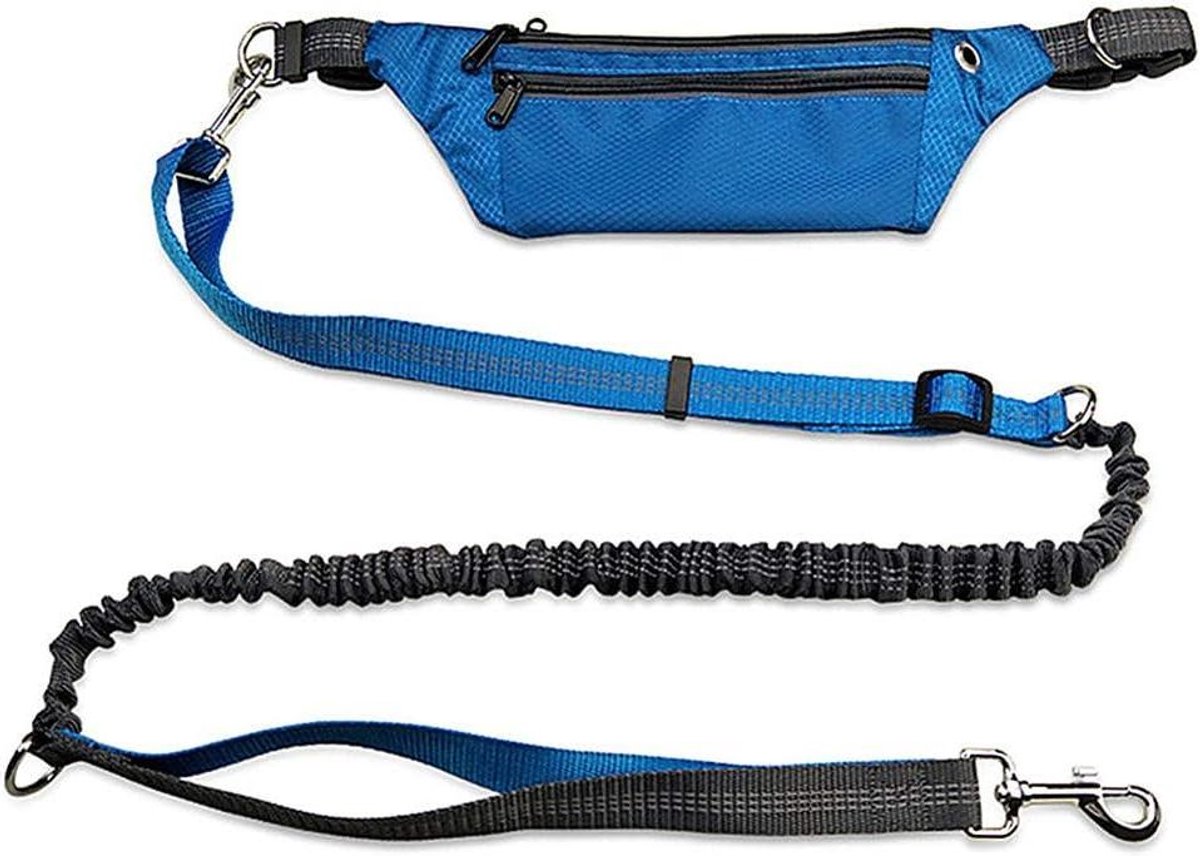 Intrekbare Hondenlijn - Hondenlooplijn Handsfree - Hond Uitlaten - Reflecterende Stiksels - 3 Meter - Blauw