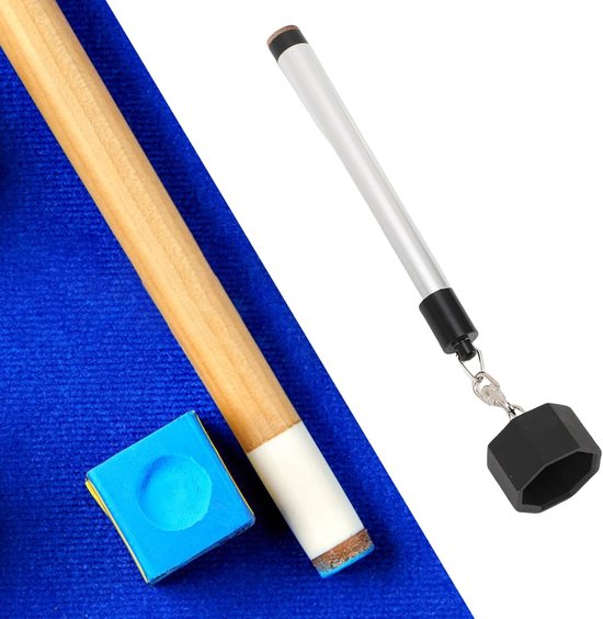 Poolkeu Krijthouder - Krijtpen Biljartkeu - Biljart Spelen - Met Krijtbescherming - 16 x 3 x 3 cm - Zilver — afbeelding 2