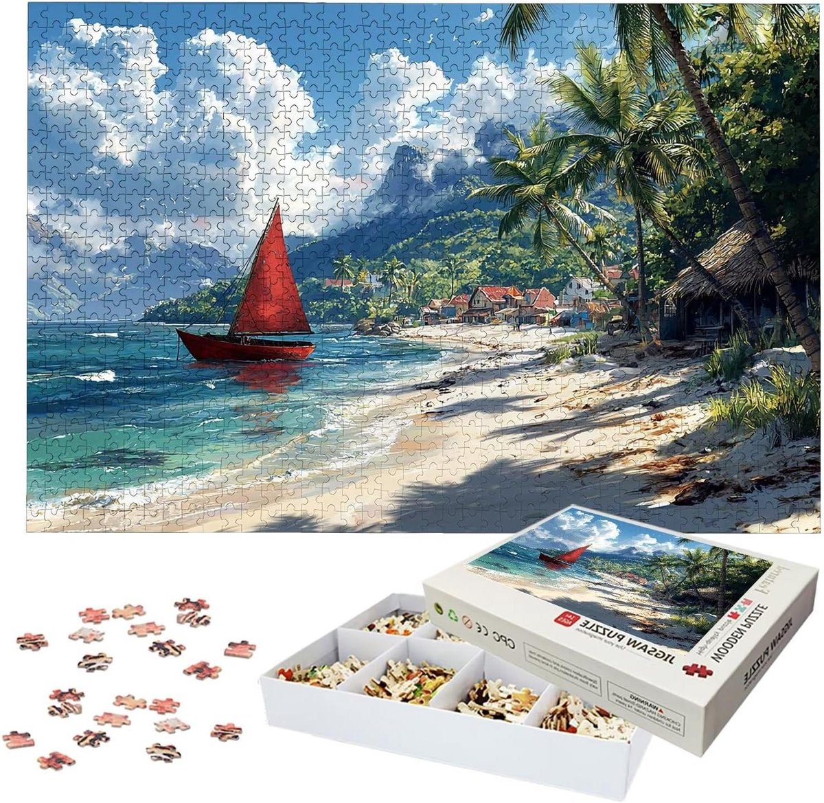 Houten Puzzel - Legpuzzel Volwassenen - Ontspanning en Geheugentraining - Lettermarkering op Achterkant - 122 x 81 cm - Meerkleurig