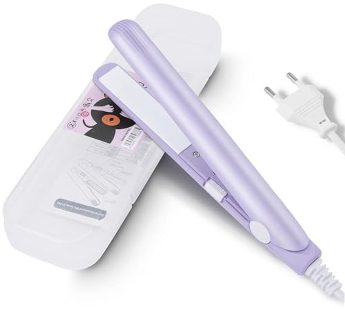 aladdien - Mini Korte Stijltang - 2 in 1 Mini Stijltang - Perfect voor Reizen - Roze - Keramische Toermalijnplaat - Voor Glad en Krullend Haar - Com...