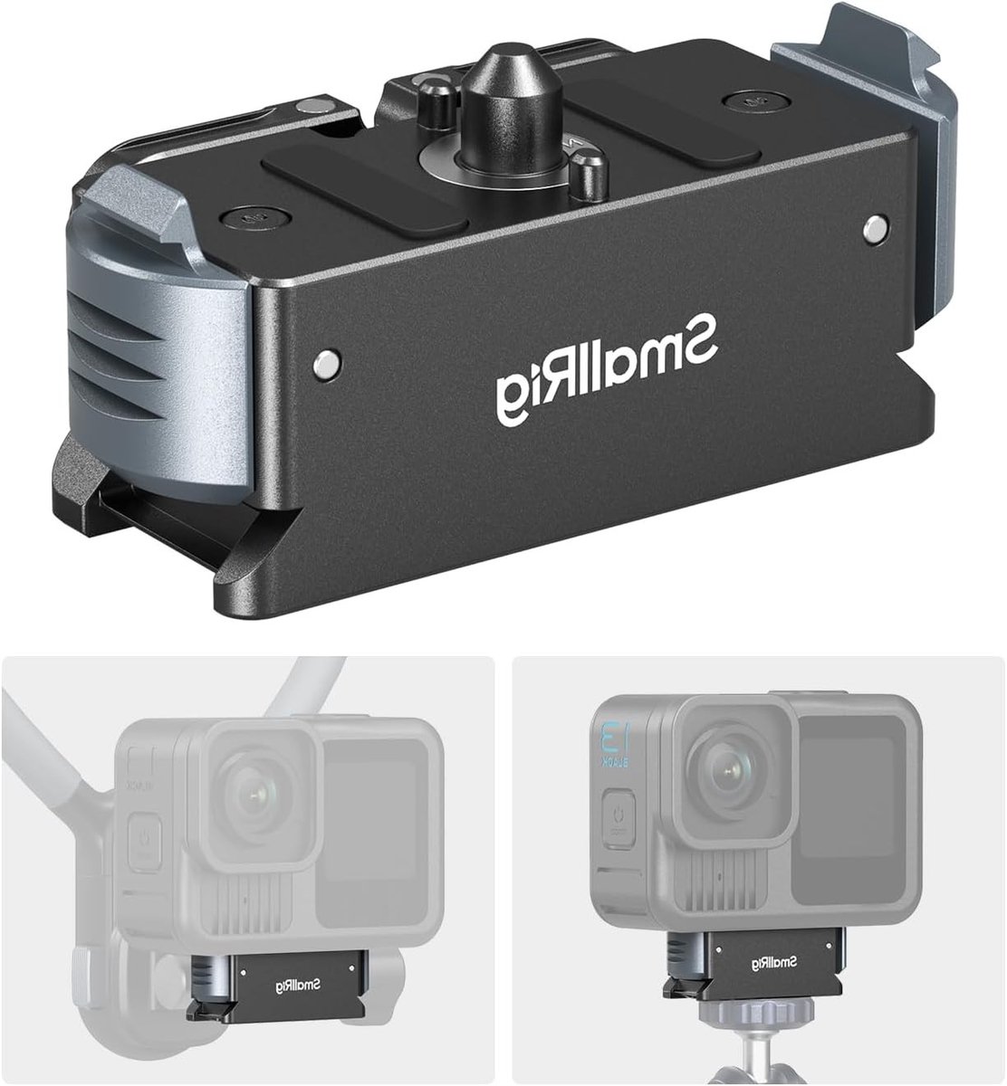Magnetische Snelle Bevestigingsmontage voor GoPro Hero 13, Aluminium Adapter met 1/4"-20 Schroef en Dubbele Klauwinterface, Geschikt voor Neksteunen, Selfiesticks en Magic Arms - 5437