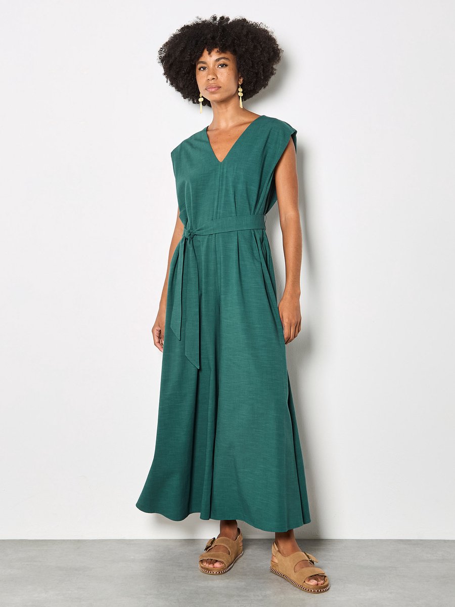 Jumpsuit met wijde pijpen van katoenmix