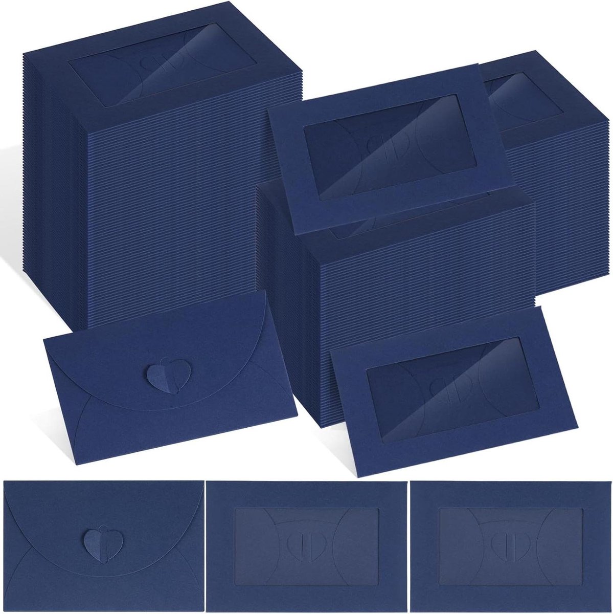 Enveloppen Cadeaubonnen - Kaarthoezen Mini - Cadeaus Personaliseren - Doorzichtig Venster - 10.5 x 7 cm - Donkerblauw