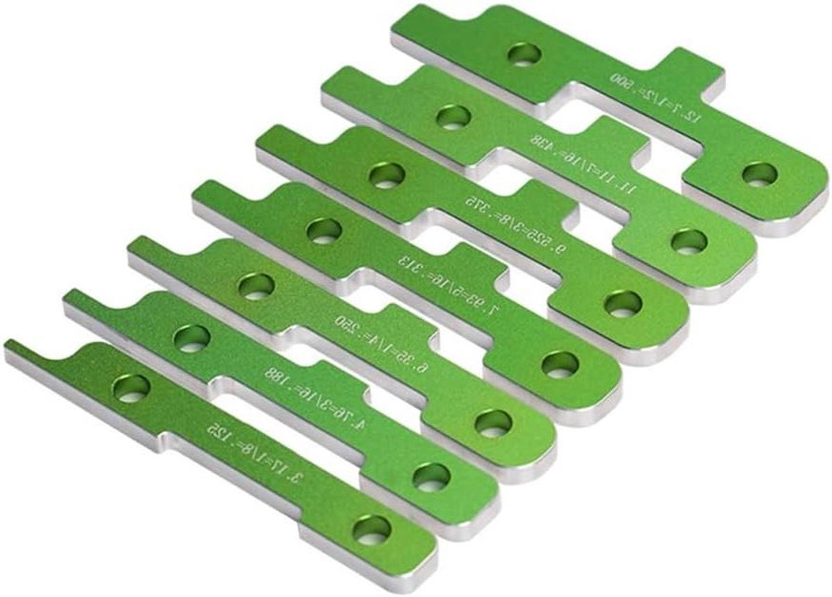 Houtbewerking Meetblokken - Zaagtafel Set - Precisie Meten - 4-in-1 Functie - 7 Maten - Groen