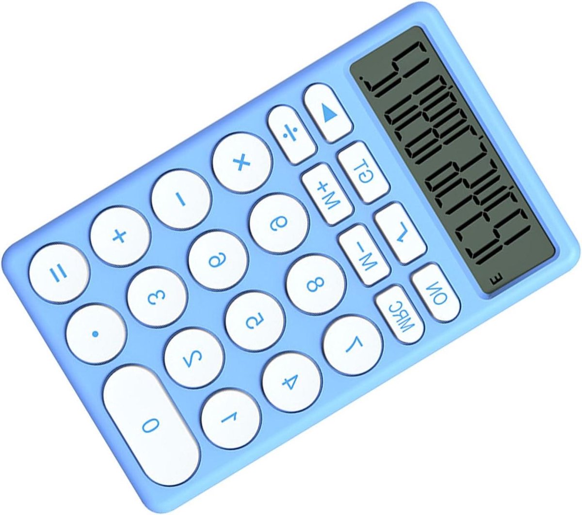 Kleine Rekenmachine - Zakrekenmachine Cartooncalculator - Dagelijkse Berekeningen - Schattig Kattenontwerp - 12 Cijfers - Blauw
